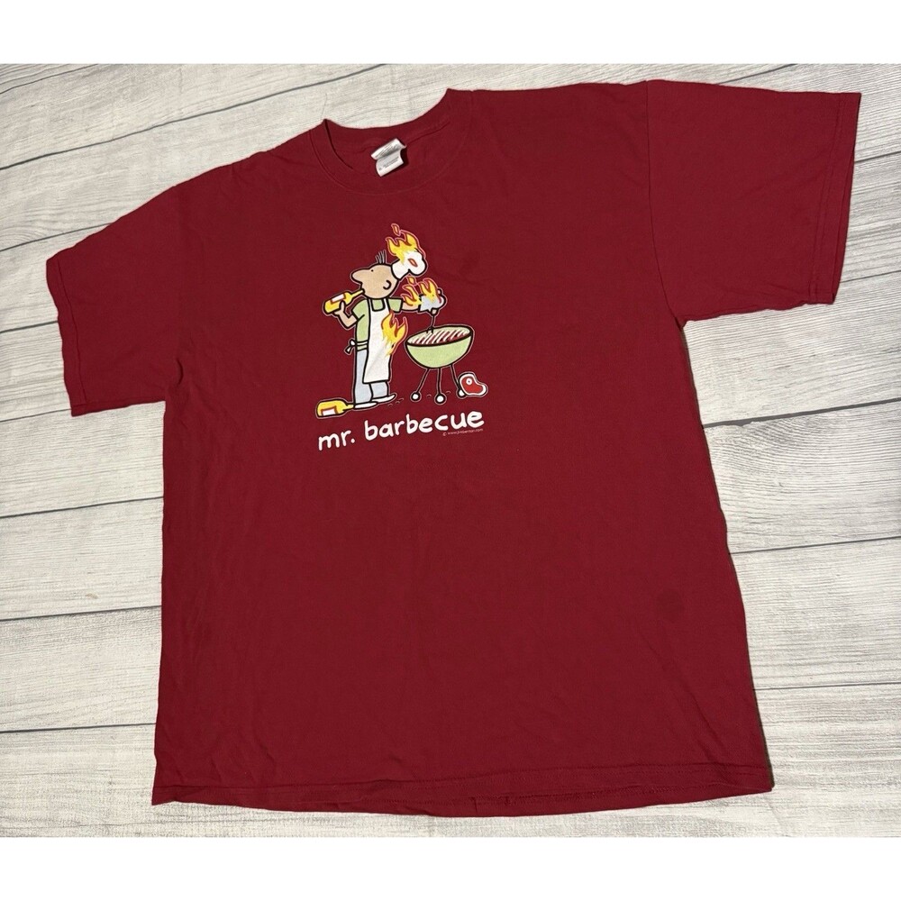 Vintage Mr. Barbecue T-shirt Men’s Size XL Extra Large Red Defect Dad Shirt